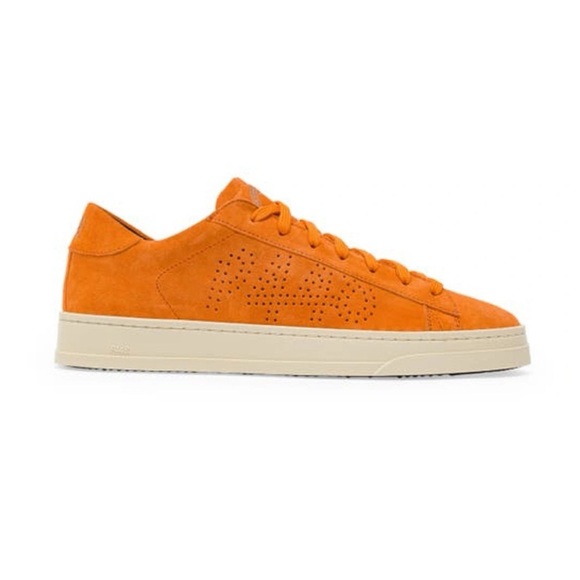 P448 Jack Trainers Low Top Sneakers Italian Leather Suede Italy in Orange - Picture 1 of 11